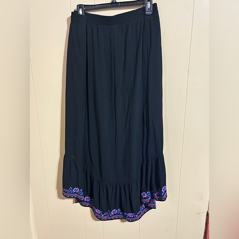 Time and Tru Longline Embroidered Black Skirt Boho Cottagecore XXL(20) Flaws - Picture 4 of 10